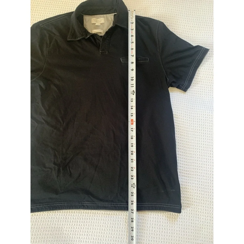 Banana Republic Polo Shirt Men Large‎ Black Fitted Pima Cotton Pocket